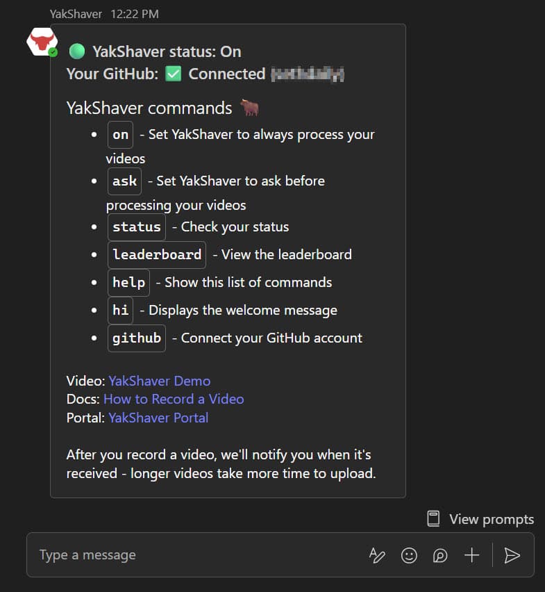 yakshaver help response
